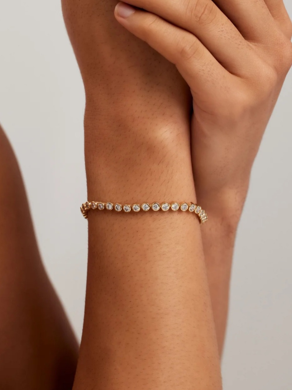 Gold Crystal Tennis Bracelet by (no brand) - Gold